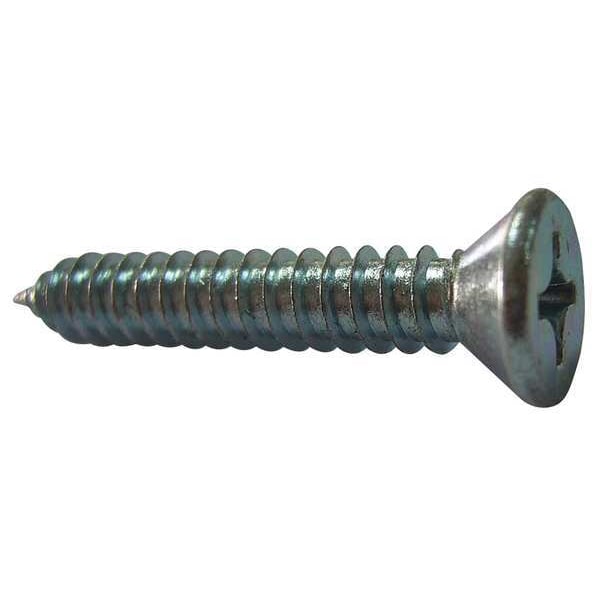 Sheet Metal Screw, #10 x 1-1/4 in, Plain 18-8 Stainless Steel Flat Head Phillips Drive, 100 PK