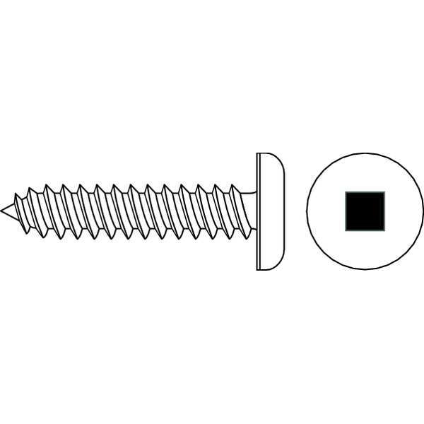 Sheet Metal Screw, #10 x 1-1/4 in, Zinc Plated Steel Pan Head Square Drive, 100 PK