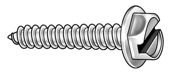 Sheet Metal Screw, #8 x 1/4 in, Zinc Plated Steel Hex Head Slotted Drive, 100 PK