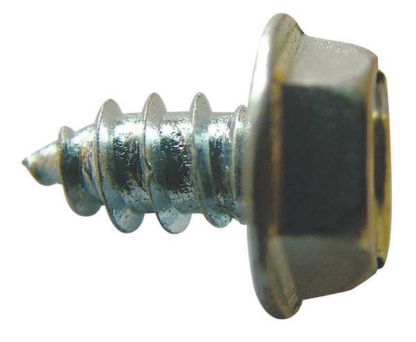 Sheet Metal Screw, #12 x 1/2 in, Zinc Plated Steel Hex Head Slotted Drive, 100 PK
