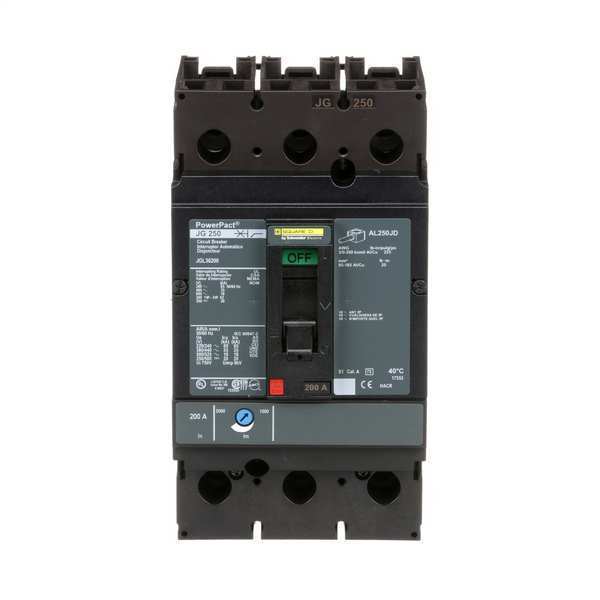 Molded Case Circuit Breaker, 200 A, 600V AC, 3 Pole, Free Standing Mounting Style, JG Series