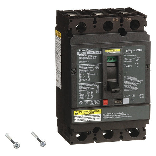 Molded Case Circuit Breaker, 150 A, 600V AC, 3 Pole, Free Standing Mounting Style, HG Series