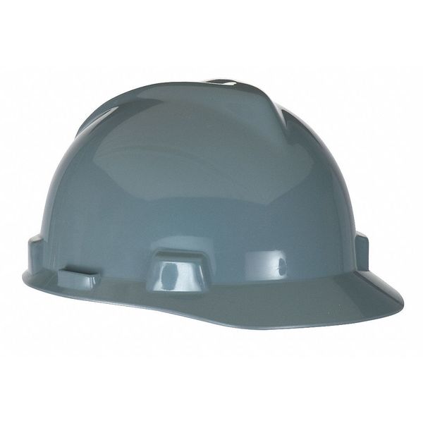 Front Brim Hard Hat, V-Gard, Slotted Cap, Type 1, Class E, Fas-Trac Ratchet Suspension, Gray