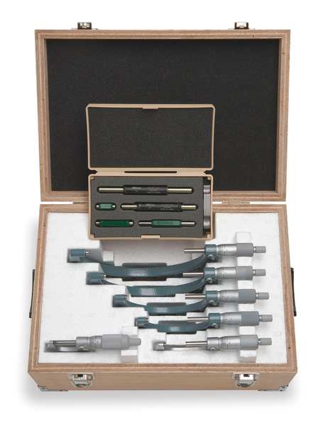 Micrometer Set, 0 to 6 In, 0.0001 In, 6 Pc