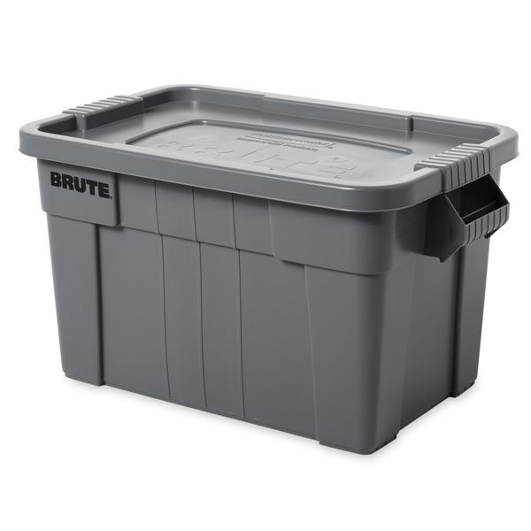 Storage Tote, Gray, Plastic, 27 7/8 in L, 16 1/2 in W, 10 3/4 in H, 14 gal Volume Capacity
