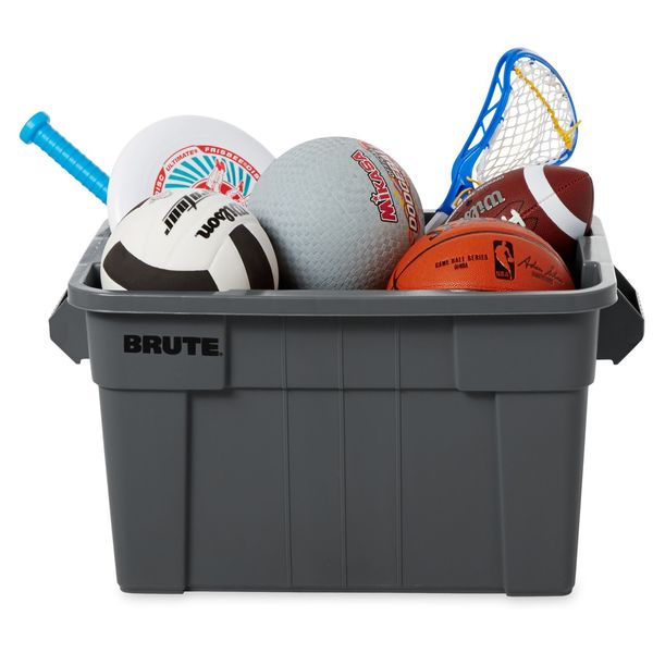 Storage Tote, Gray, Plastic, 27 7/8 in L, 16 1/2 in W, 10 3/4 in H, 14 gal Volume Capacity