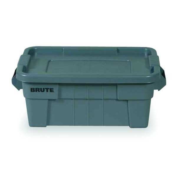Storage Tote, Gray, Plastic, 27 7/8 in L, 16 1/2 in W, 10 3/4 in H, 14 gal Volume Capacity