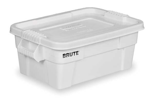 Storage Tote, White, Plastic, 27 7/8 in L, 16 1/2 in W, 10 3/4 in H, 14 gal Volume Capacity