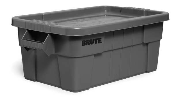 Storage Tote, White, Plastic, 27 7/8 in L, 16 1/2 in W, 10 3/4 in H, 14 gal Volume Capacity