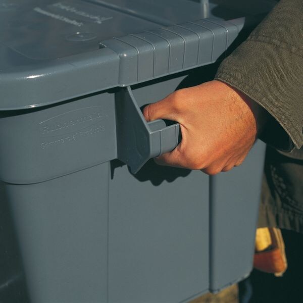 Storage Tote with Snap Lid, Gray, Plastic, 27 7/8 in L, 17 4/5 in W, 15 1/8 in H