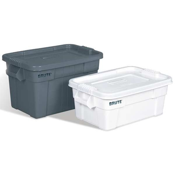 Storage Tote with Snap Lid, Gray, Plastic, 27 7/8 in L, 17 4/5 in W, 15 1/8 in H