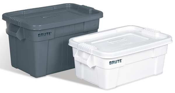 Storage Tote, White, Plastic, 27 7/8 in L, 16 1/2 in W, 10 3/4 in H, 14 gal Volume Capacity