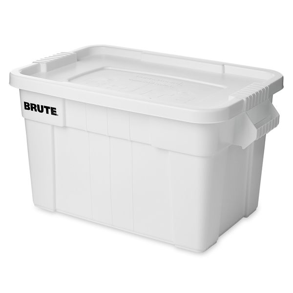 Storage Tote, White, Plastic, 27 3/4 in L, 17 4/5 in W, 15 1/8 in H, 20 gal Volume Capacity