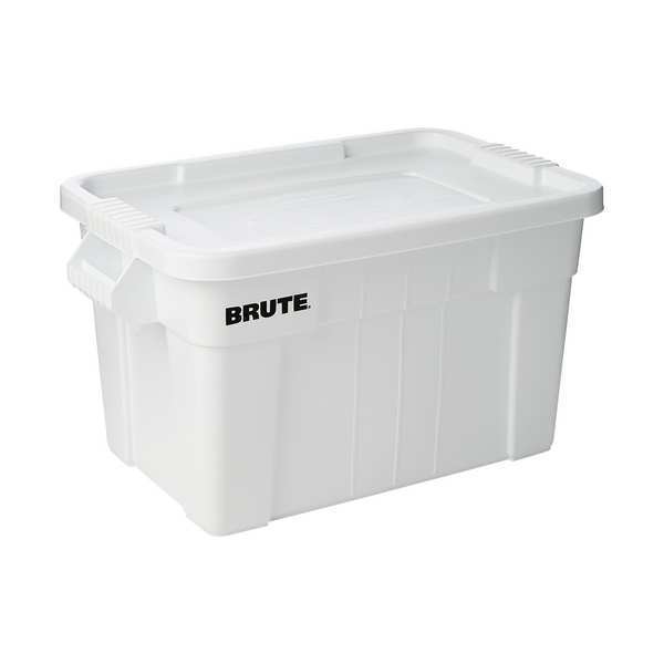 Storage Tote, White, Plastic, 27 3/4 in L, 17 4/5 in W, 15 1/8 in H, 20 gal Volume Capacity