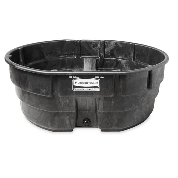 Stock Tank, L 63 1/4, W 69, Cap 300 gal., Black
