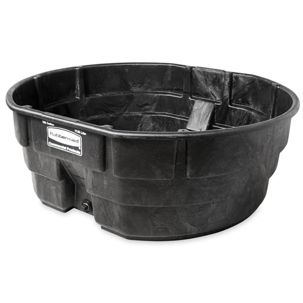 Stock Tank, L 63 1/4, W 69, Cap 300 gal., Black