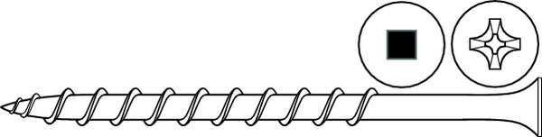 Wood Screw, #8, 3 in, Black Phosphate Steel Trim Head Square Drive, 91 PK