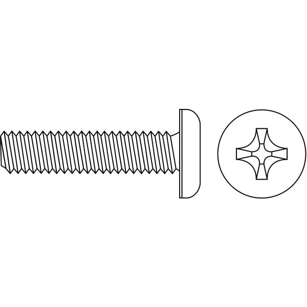 #10-24 x 1/2 in Phillips Pan Machine Screw, Zinc Plated Steel, 100 PK