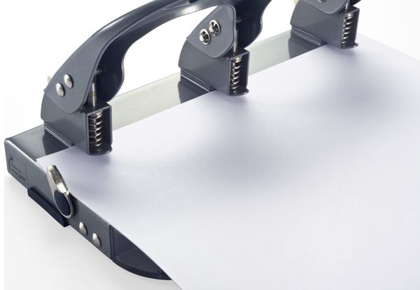 Heavy Duty Paper Punch, Three Hole, Silver