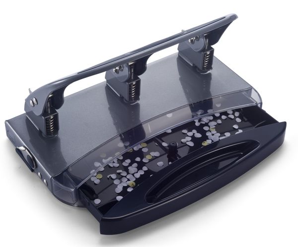 Heavy Duty Paper Punch, Three Hole, Silver