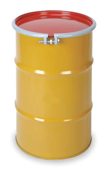 Open Head Transport Drum, Steel, 110 gal, Unlined, Yellow