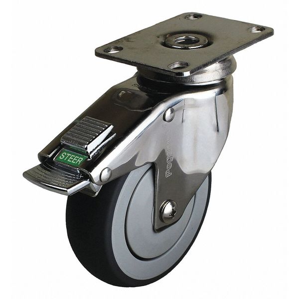 Swivel Plate Caster w/2-Position Directional Lock, 6 in.