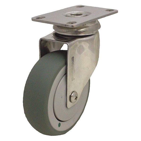 Swivel Plate Caster, TPR, 4 in., 190 lb.