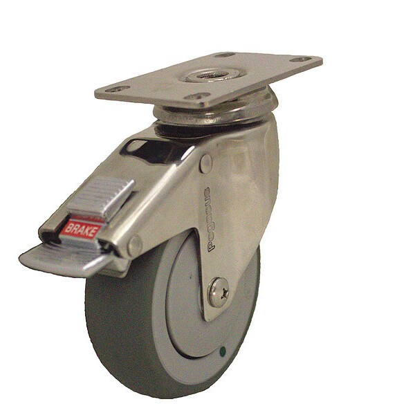 Swivel Plate Caster w/Total-Lock, TPR, 3 in, 165 lb