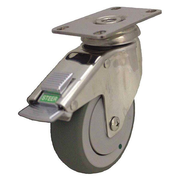 Swivel Plate Caster w/2-Position Directional Lock, 220 lb