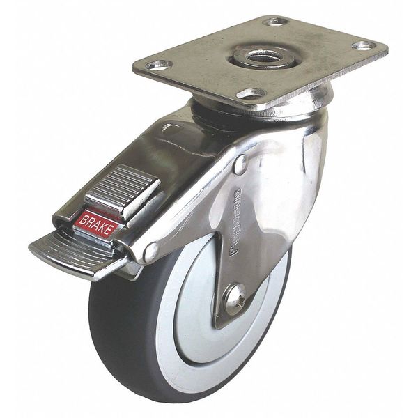 Swivel Plate Caster w/Total-Lock, TPR, 5 in, 220 lb