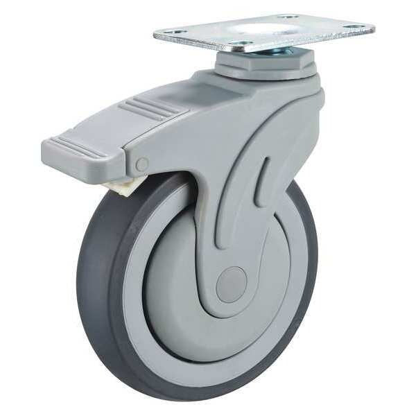 Swivel Plate Caster w/Total-Lock, TPR, 5 in, 325 lb