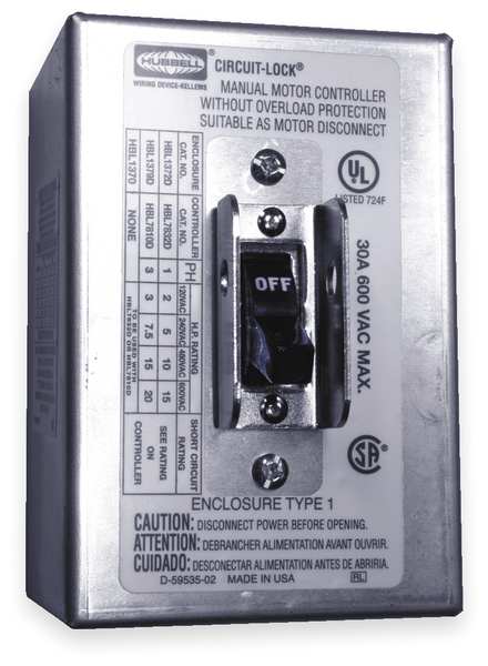 Manual Motor Switch, 30A, 600VAC, 3P