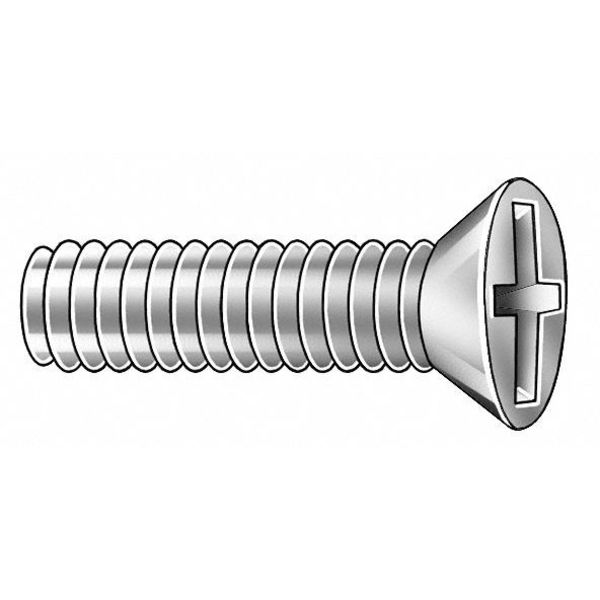 #4-40 x 61/64 in Phillips Flat Machine Screw, Black Oxide 18-8 Stainless Steel, 50 PK