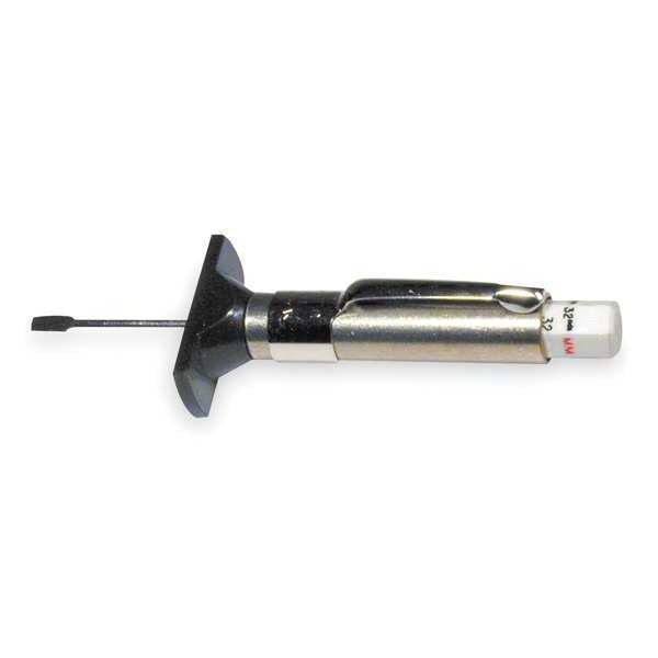 Tire Tread Depth Gauge, 1/32 in Tread Dp Calibration Increments, Steel, Pocket Clip