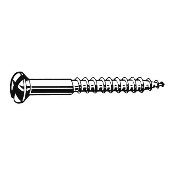 Wood Screw, #6, 1-1/4 in, Plain Brass Oval Head Slotted Drive, 100 PK