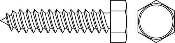 Sheet Metal Screw, #6 x 1/2 in, Zinc Plated Steel Hex Head Slotted Drive, 2000 PK