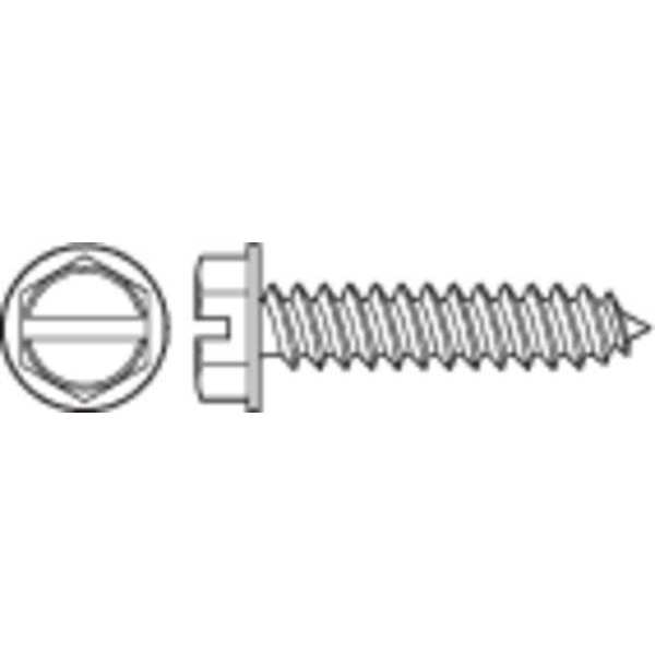 Sheet Metal Screw, #14 x 3/4 in, Zinc Plated Steel Hex Head Slotted Drive, 385 PK