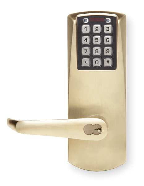 Electronic Lock, Satin Brass, 12 Button