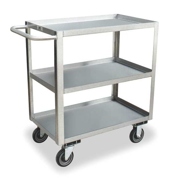 16 ga. Stainless Steel Utility Cart, 3 Shelves, 1200 lb