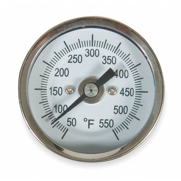 Bimetal Thermom, 2 In Dial, 50 to 550F