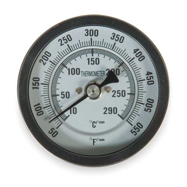 Bimetal Thermom, 5 In Dial, 50 to 550F
