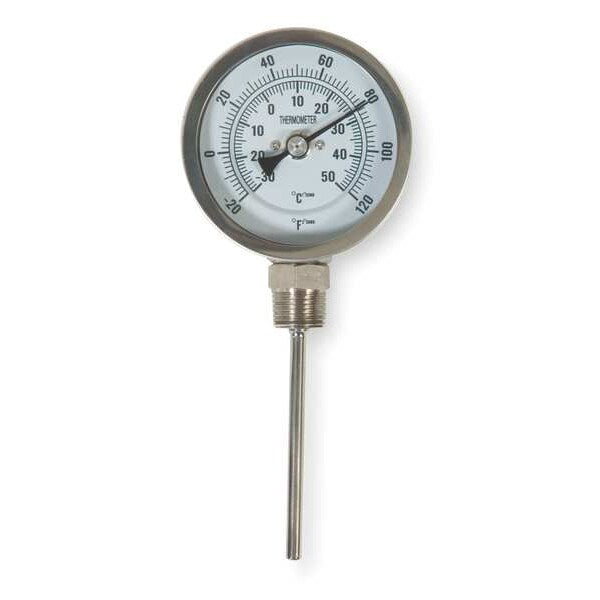 Bimetal Thermom, 3 In Dial, -20 to 120F