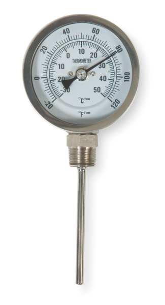 Bimetal Thermom, 5 In Dial, -20 to 120F