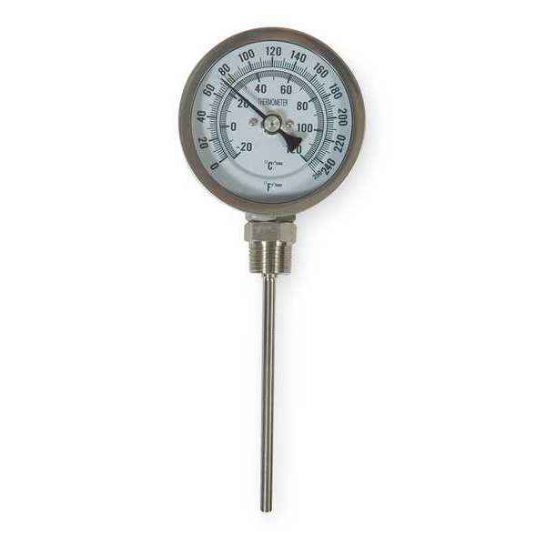 Bimetal Thermom, 5 In Dial, 0 to 250F