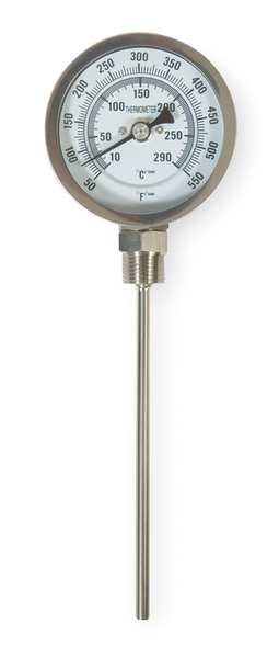Bimetal Thermom, 3 In Dial, 50 to 550F