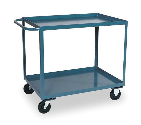 Steel Flat Handle Utility Cart, 2 Shelves, 1,400 lb