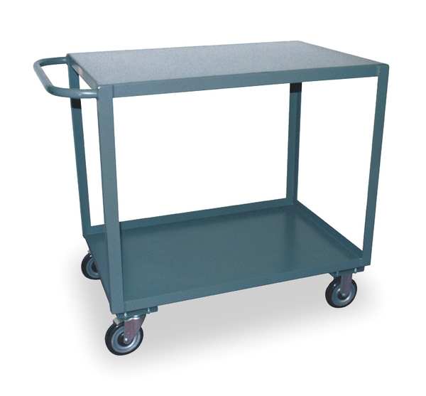 Steel Flat Handle Utility Cart, 2 Shelves, 2,400 lb