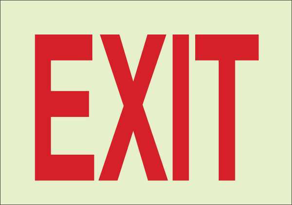 Exit Sign, 7X10In, R/WHT, Exit, ENG, Text
