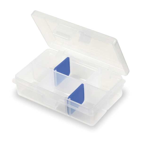 Adjustable Compartment Box with 4 to 6 compartments, Plastic, 1 1/4 in H x 2-5/8 in W