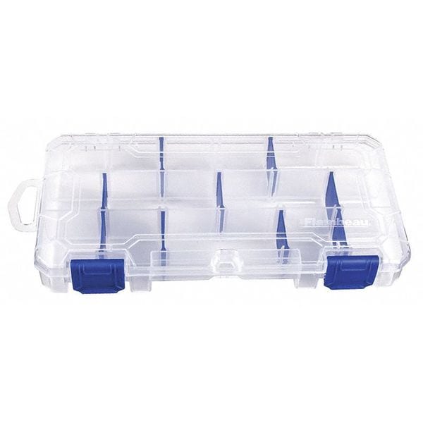 Adjustable Compartment Box, 3 to 18 Compartments, 8-7/8 in L x 4-1/8 in W x 1-1/2 in H, Clear